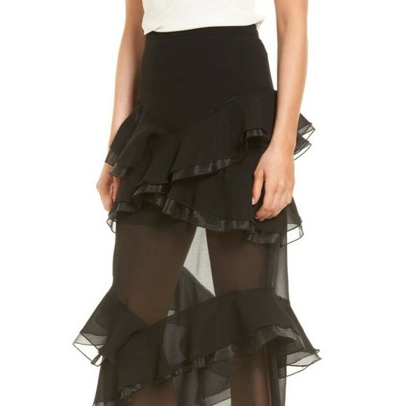 Chelsea28 Womens Black Size M Tiered Chiffon skirt